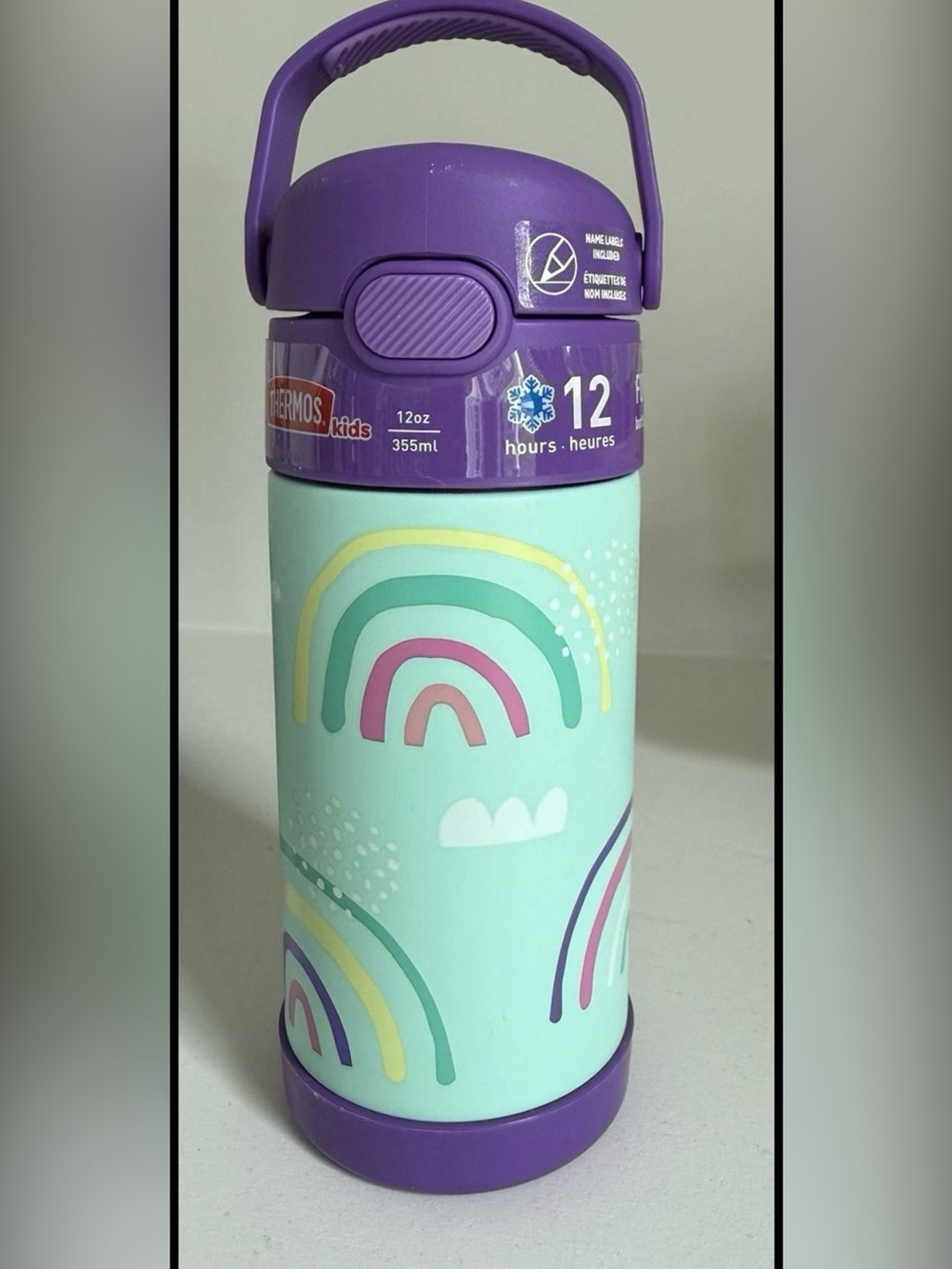 Brand New - Thermos Kids Rainbow Stainless Steel Bottle - Purple & Mint